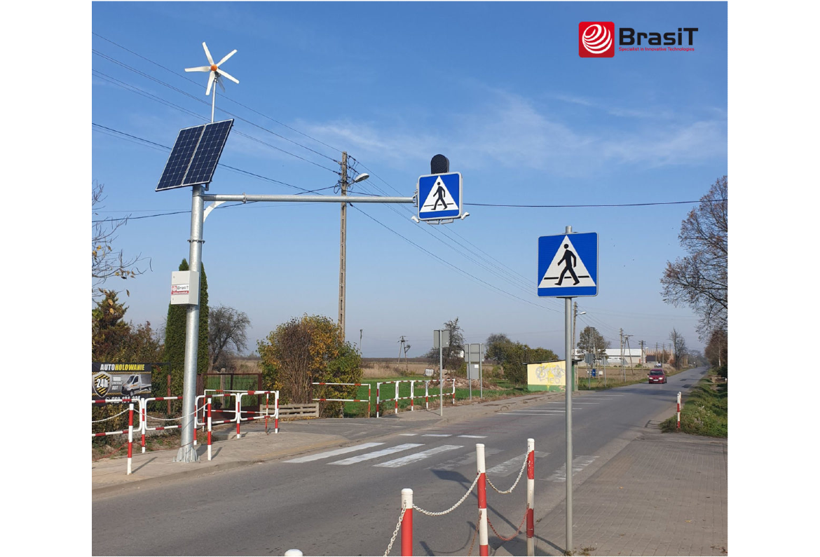 Hybrid D-6 road sign – Jordanów, Brzeziny Municipality – BrasiT